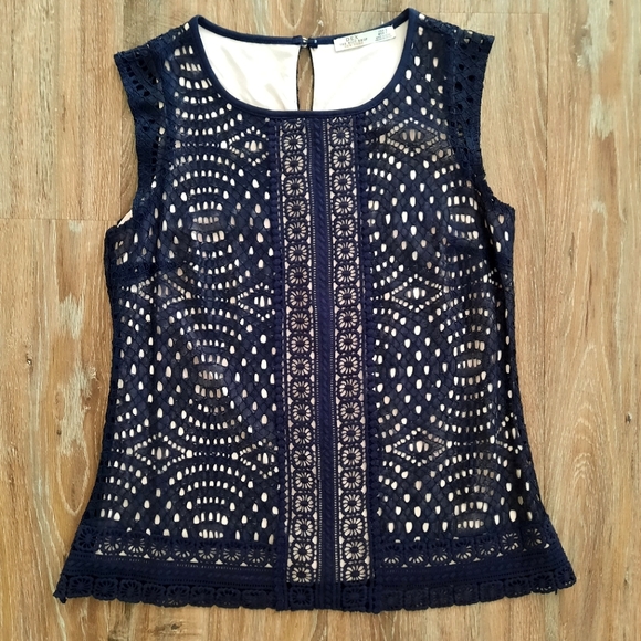Dex Tops - DEX Navy Lace Shirt